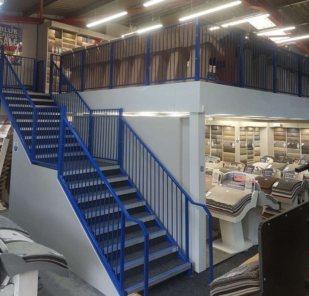 handrail-1 mezzanine floor in a retail setting