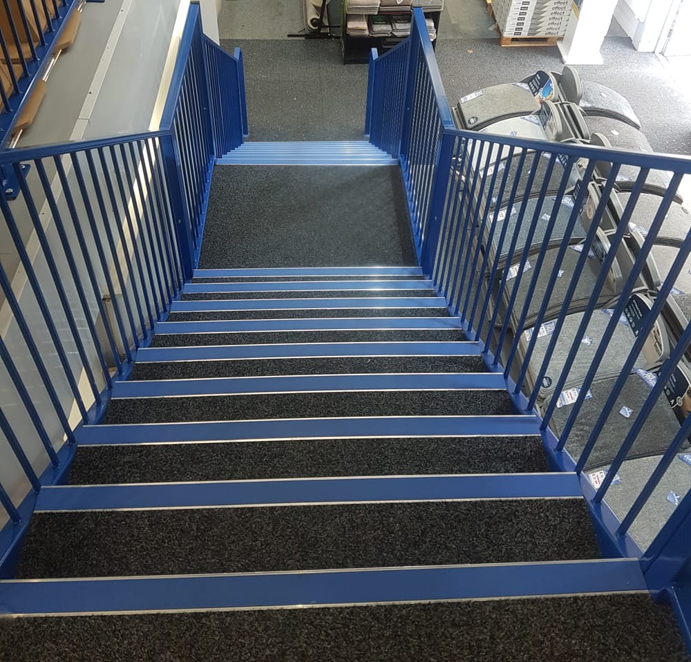 handrail-3 staircase for mezzanine floor in commercial setting